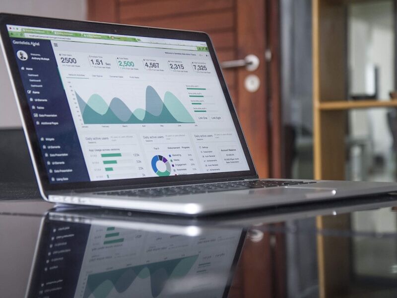 Business analytics on laptop